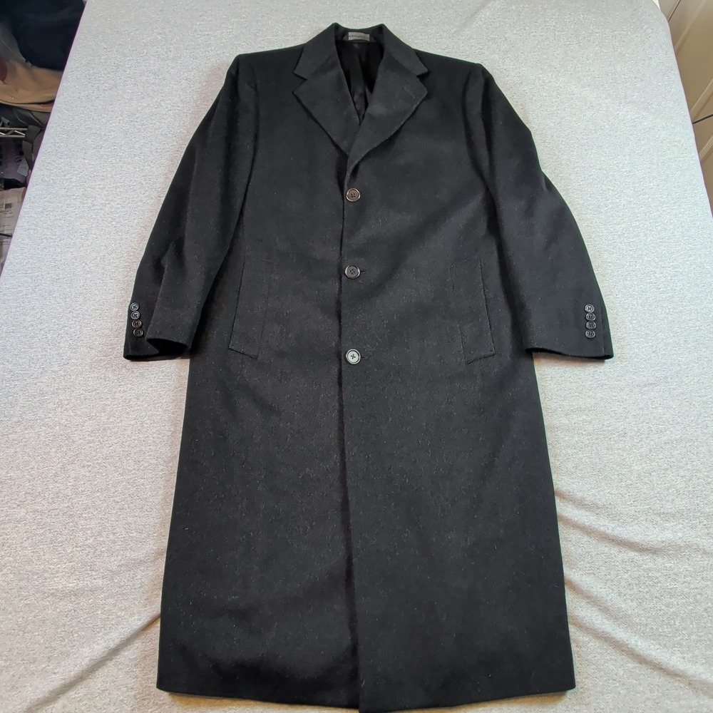 Cardinal of Canada Mens 36S Black 100% Cashmere Overcoat Traveler Italy Fedora
